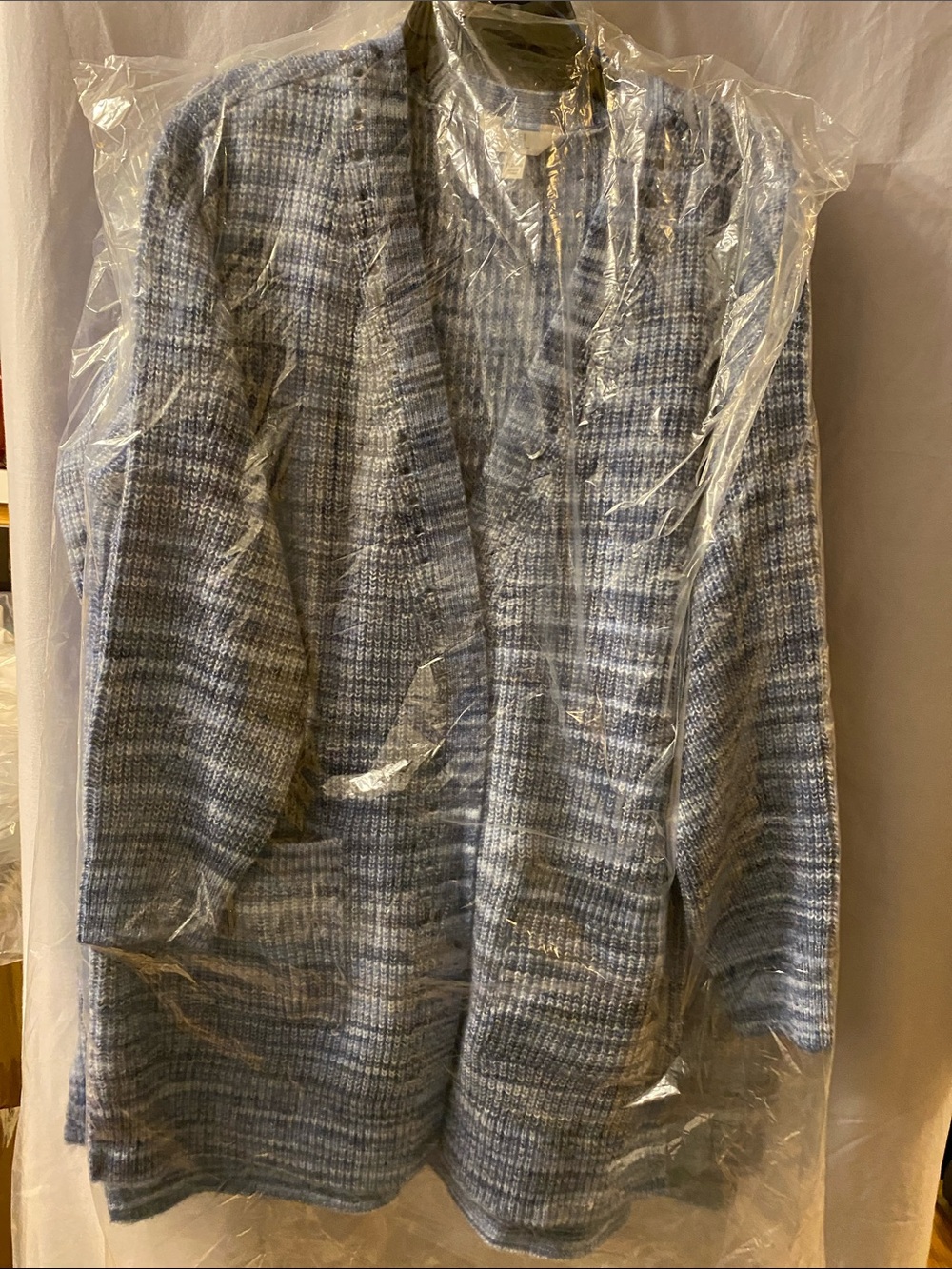 Time and Tru Blue Heathered Open-Front Knit Cardigan
